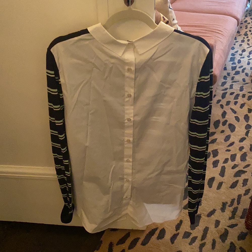 Veronica Beard Reverse Button Down Sz L - image 4